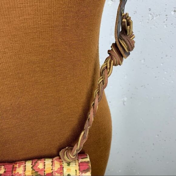 Handmade Upcycled Material & Leather Southwest Crossbody Bag - Picture 3 of 13